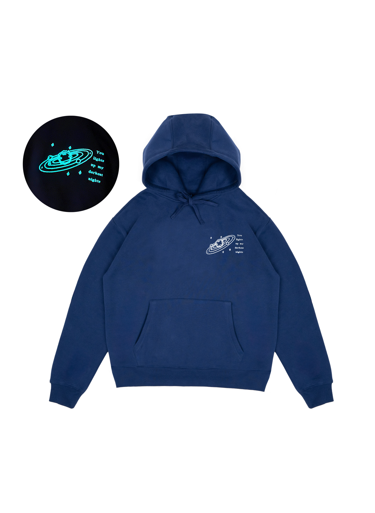 You Light Up My Darkest Nights Glow-In-The-Dark Embroidered Hoodie