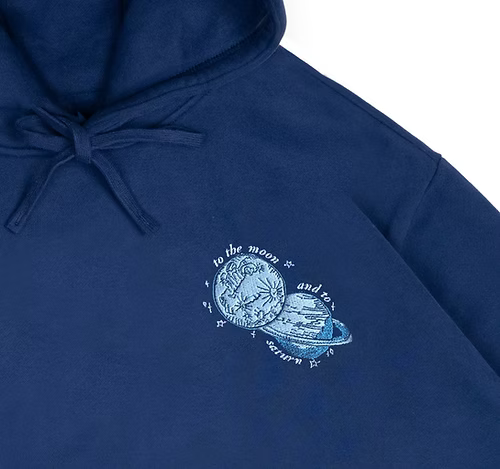 To The Moon And To Saturn Embroidered Hoodie