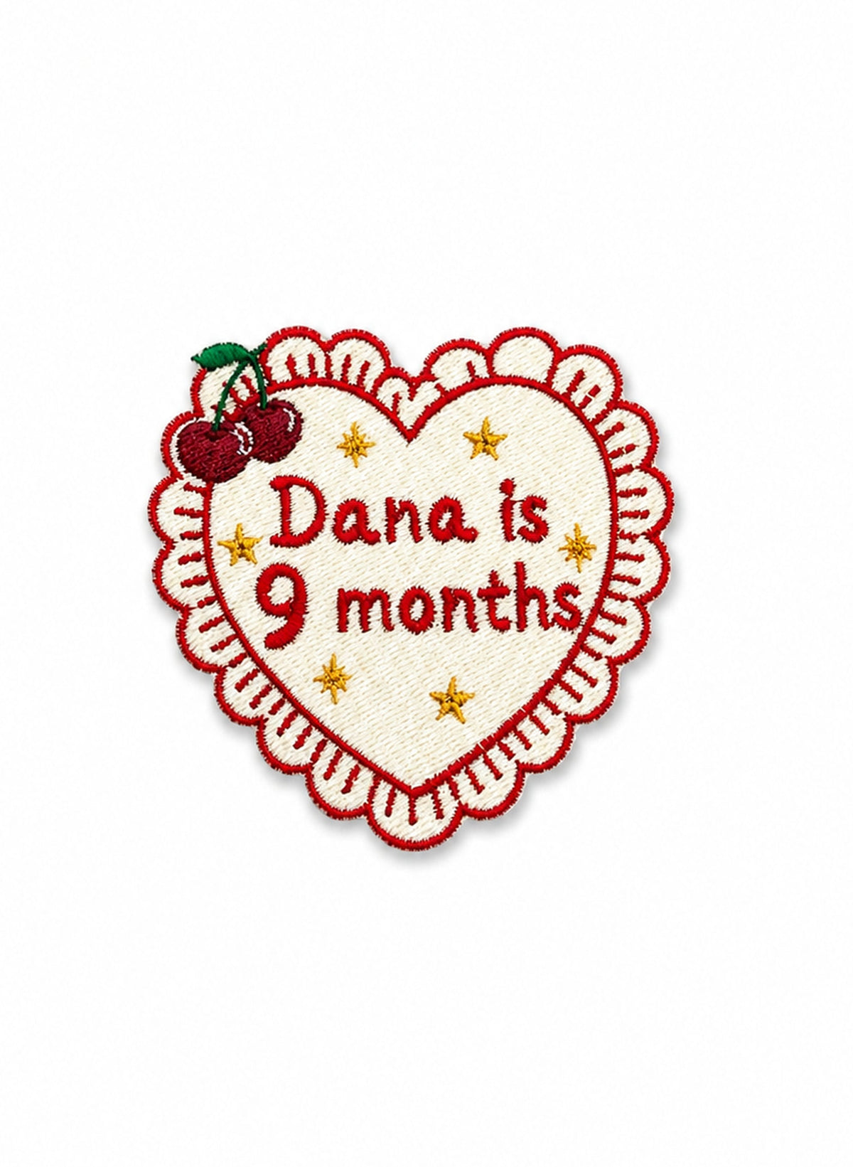 Baby & Kids Cherry Heart Removable Patch – Custom Name & Age